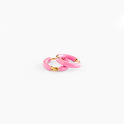 Pip Pop Post Earrings - Pink Enamel Hoop