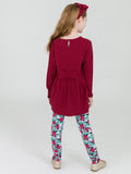 Waffle Knit Long Sleeve Bow Back Top - Dark Cherry