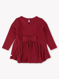 Waffle Knit Long Sleeve Bow Back Top - Dark Cherry