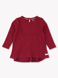 Waffle Knit Long Sleeve Bow Back Top - Dark Cherry