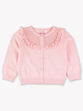 Light Pink Ruffle Trim Cardigan