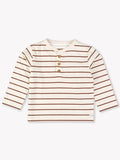 Knit Long Sleeve Henley - Chocolate Stripe