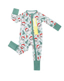 Bamboo Zip Romper - Checkered Santa