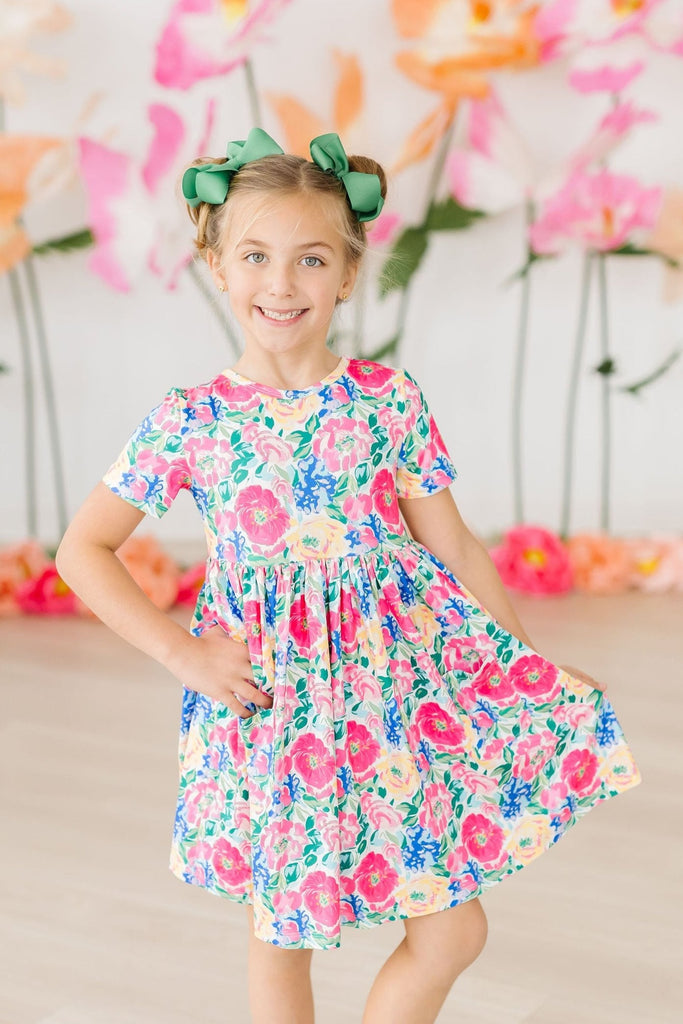 Wildflower Wishes Short Sleeve Pocket Twirl Dress