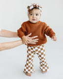 Checkered Flare Pants - Copper