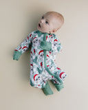 Bamboo Zip Romper - Checkered Santa