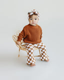 Checkered Flare Pants - Copper