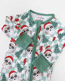 Bamboo Zip Romper - Checkered Santa