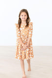 Golden Blooms Ruffle Twirl Dress