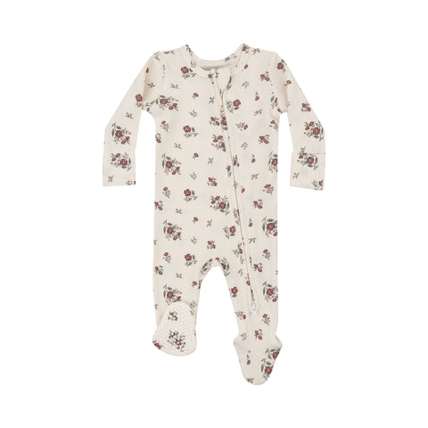 Two-Way Zipper Footie - Misty Rose Floral