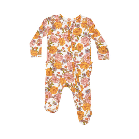 Two-Way Zipper Footie - Amber's Floral